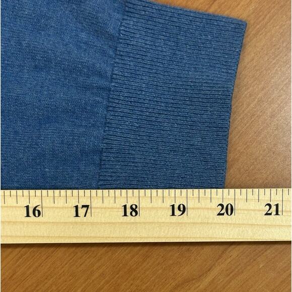 LL BEAN Vintage Cotton Cashmere Long Sleeve BLUE Polo Sweater LARGE TALL EUC - Picture 9 of 9